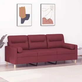 Sofá de 3 plazas con cojines tela rojo tinto 180 cm by , Sofas - Ref: Foro24-3200835, Price: 274,15 €, Discount: %