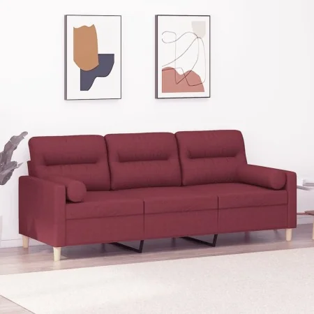 Sofá de 3 plazas con cojines tela rojo tinto 180 cm by , Sofas - Ref: Foro24-3200835, Price: 274,15 €, Discount: %