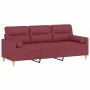 Sofá de 3 plazas con cojines tela rojo tinto 180 cm by , Sofas - Ref: Foro24-3200835, Price: 274,15 €, Discount: %