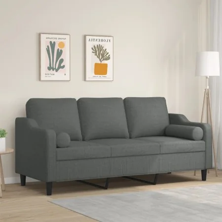 Sofá de 3 plazas con cojines tela gris oscuro 180 cm by , Sofas - Ref: Foro24-3200854, Price: 299,56 €, Discount: %