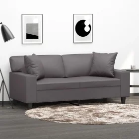 Sofá de 2 plazas con cojines cuero sintético gris 140 cm von , Sofas - Ref: Foro24-3200868, Preis: 301,68 €, Rabatt: %