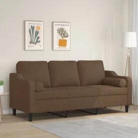 Sofá de 3 plazas con cojines tela marrón 180 cm by , Sofas - Ref: Foro24-3200856, Price: 343,01 €, Discount: %