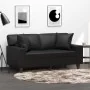 Sofá de 2 plazas con cojines cuero sintético negro 120 cm by , Sofas - Ref: Foro24-3200861, Price: 288,28 €, Discount: %