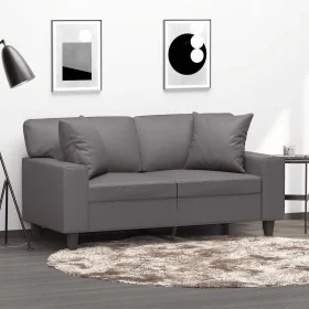 Sofá de 2 plazas con cojines cuero sintético gris 120 cm von , Sofas - Ref: Foro24-3200863, Preis: 241,44 €, Rabatt: %