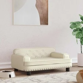Cama para perros de cuero sintético crema 70x45x30 cm de , Camas para perros - Ref: Foro24-171890, Precio: 89,90 €, Descuento: %
