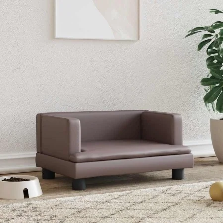 Cama para perros de cuero sintético marrón 60x40x30 cm de , Camas para perros - Ref: Foro24-171915, Precio: 69,14 €, Descuent...