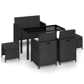 Set comedor de jardín 6 piezas y cojines ratán sintético negro by , Garden sets - Ref: Foro24-315988, Price: 378,55 €, Discou...
