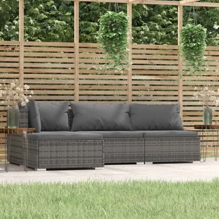 Set de muebles de jardín 4 pzas y cojines ratán sintético gris de , Conjuntos de jardín - Ref: Foro24-317512, Precio: 417,60 ...