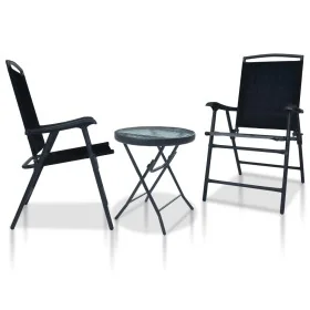 Mesa y sillas de bistró 3 piezas acero negro by , Garden sets - Ref: Foro24-3054572, Price: 131,76 €, Discount: %