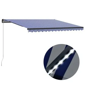 Toldo manual retráctil con LED azul y blanco 450x300 cm by , Awnings - Ref: Foro24-3055230, Price: 376,15 €, Discount: %