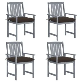 Sillas de jardín con cojines 4 uds madera maciza de acacia gris by , Garden chairs - Ref: Foro24-3061268, Price: 273,69 €, Di...