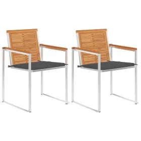 Sillas de jardín con cojines 2 uds madera maciza acacia y acero von , Gartenstühle - Ref: Foro24-3061488, Preis: 259,16 €, Ra...