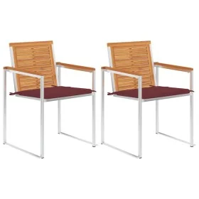 Sillas de jardín con cojines 2 uds madera maciza acacia y acero by , Garden chairs - Ref: Foro24-3061497, Price: 256,31 €, Di...