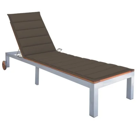 Tumbona con cojín madera maciza de acacia y acero galvanizado de , Tumbonas - Ref: Foro24-3061550, Precio: 270,44 €, Descuent...