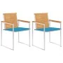 Sillas de jardín con cojines 2 uds madera maciza teca y acero by , Garden chairs - Ref: Foro24-3061519, Price: 269,60 €, Disc...