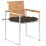 Sillas de jardín con cojines 2 uds madera maciza teca y acero von , Gartenstühle - Ref: Foro24-3061538, Preis: 277,36 €, Raba...