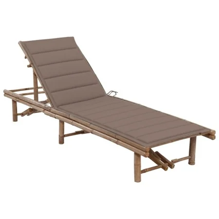 Tumbona de jardín con cojín bambú de , Tumbonas - Ref: Foro24-3061640, Precio: 195,64 €, Descuento: %