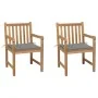 Sillas de jardín 2 uds madera maciza de teca con cojines grises de , Sillas de jardín - Ref: Foro24-3062731, Precio: 294,05 €...