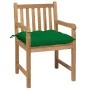 Sillas de jardín 2 uds madera maciza de teca con cojines verdes by , Garden chairs - Ref: Foro24-3062750, Price: 294,32 €, Di...