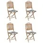 Set de comedor exterior plegable 5 piezas con cojines bambú by , Garden sets - Ref: Foro24-3063974, Price: 263,91 €, Discount: %
