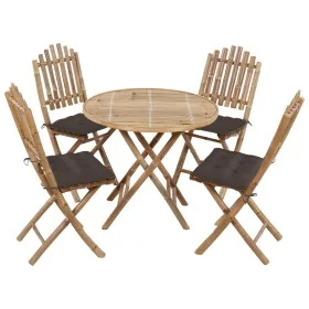 Set de comedor de jardín plegable 5 piezas con cojines bambú by , Garden sets - Ref: Foro24-3063983, Price: 268,44 €, Discoun...