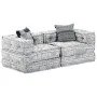 Puf modular de 2 plazas tela gris claro by , Cushions for chairs and sofas - Ref: Foro24-249402, Price: 487,04 €, Discount: %