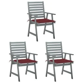 Sillas comedor de jardín 3 uds madera maciza acacia y cojines by , Garden chairs - Ref: Foro24-3064437, Price: 283,16 €, Disc...