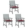 Sillas comedor de jardín 3 uds madera maciza acacia y cojines von , Gartenstühle - Ref: Foro24-3064437, Preis: 283,14 €, Raba...