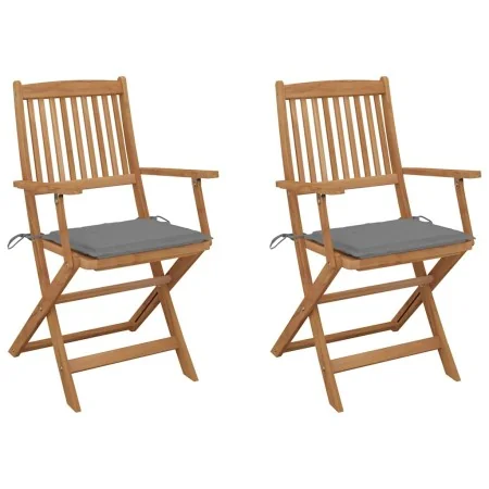 Sillas de jardín plegables 2 uds y cojines madera maciza acacia de , Sillas de jardín - Ref: Foro24-3064591, Precio: 162,84 €...