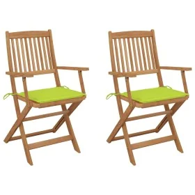 Sillas de jardín plegables 2 uds y cojines madera maciza acacia by , Garden chairs - Ref: Foro24-3064601, Price: 141,99 €, Di...
