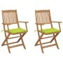 Sillas de jardín plegables 2 uds y cojines madera maciza acacia de , Sillas de jardín - Ref: Foro24-3064601, Precio: 156,96 €...