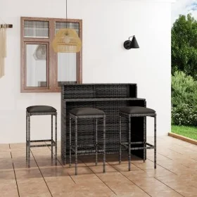 Juego muebles de bar para jardín 4 piezas y cojines gris by , Garden sets - Ref: Foro24-3064877, Price: 347,42 €, Discount: %