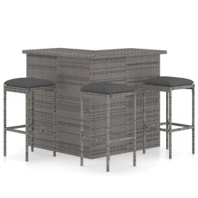 Set de bar para jardín 4 piezas y cojines ratán sintético gris by , Garden sets - Ref: Foro24-3064924, Price: 386,06 €, Disco...