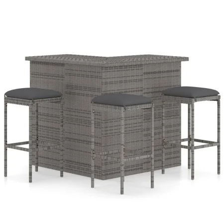 Set de bar para jardín 4 piezas y cojines ratán sintético gris de , Conjuntos de jardín - Ref: Foro24-3064924, Precio: 402,22...