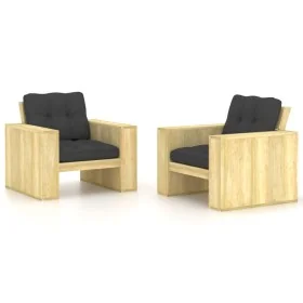 Sillas de jardín cojines antracita 2 uds madera pino impregnada by , Garden chairs - Ref: Foro24-3065789, Price: 401,04 €, Di...