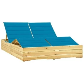 Tumbona doble y cojines madera pino impregnada azul by , Loungers - Ref: Foro24-3065988, Price: 283,09 €, Discount: %