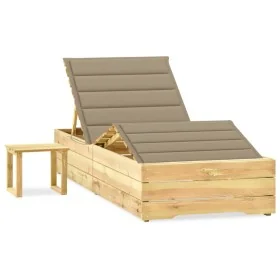 Tumbona de jardín con mesa y cojín de madera de pino impregnada von , Liegen - Ref: Foro24-3065957, Preis: 182,18 €, Rabatt: %