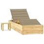 Tumbona de jardín con mesa y cojín de madera de pino impregnada de , Tumbonas - Ref: Foro24-3065957, Precio: 182,09 €, Descue...