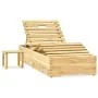 Tumbona de jardín con mesa y cojín de madera de pino impregnada de , Tumbonas - Ref: Foro24-3065957, Precio: 182,09 €, Descue...