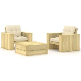 Set muebles de jardín y cojines 3 pzas madera pino impregnada by , Garden sets - Ref: Foro24-3065806, Price: 442,13 €, Discou...