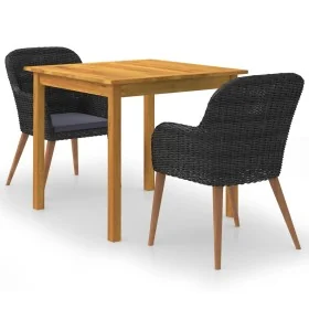 Juego de comedor para jardín 3 piezas negro by , Garden sets - Ref: Foro24-3067730, Price: 308,93 €, Discount: %