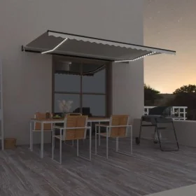 Toldo automático con LED sensor de viento crema 500x350 cm by , Awnings - Ref: Foro24-3069232, Price: 684,07 €, Discount: %