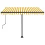 Toldo de pie automático amarillo y blanco 350x250 cm by , Awnings - Ref: Foro24-3069728, Price: 485,28 €, Discount: %