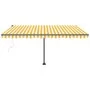 Toldo de pie automático amarillo y blanco 450x300 cm by , Awnings - Ref: Foro24-3069768, Price: 562,71 €, Discount: %