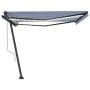 Toldo automático LED sensor de viento azul y blanco 400x350 cm by , Awnings - Ref: Foro24-3069831, Price: 898,11 €, Discount: %