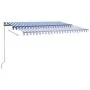 Toldo automático LED sensor de viento azul y blanco 400x350 cm by , Awnings - Ref: Foro24-3069831, Price: 898,11 €, Discount: %