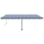 Toldo automático LED sensor de viento azul y blanco 500x350 cm by , Awnings - Ref: Foro24-3069871, Price: 786,50 €, Discount: %