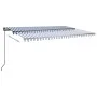Toldo automático LED sensor de viento azul y blanco 500x350 cm by , Awnings - Ref: Foro24-3069871, Price: 786,50 €, Discount: %