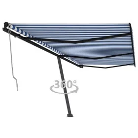 Toldo de pie automático azul y blanco 600x350 cm by , Awnings - Ref: Foro24-3069886, Price: 833,21 €, Discount: %