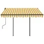 Toldo automático retráctil con postes amarillo blanco 3,5x2,5 m by , Awnings - Ref: Foro24-3070128, Price: 473,11 €, Discount: %